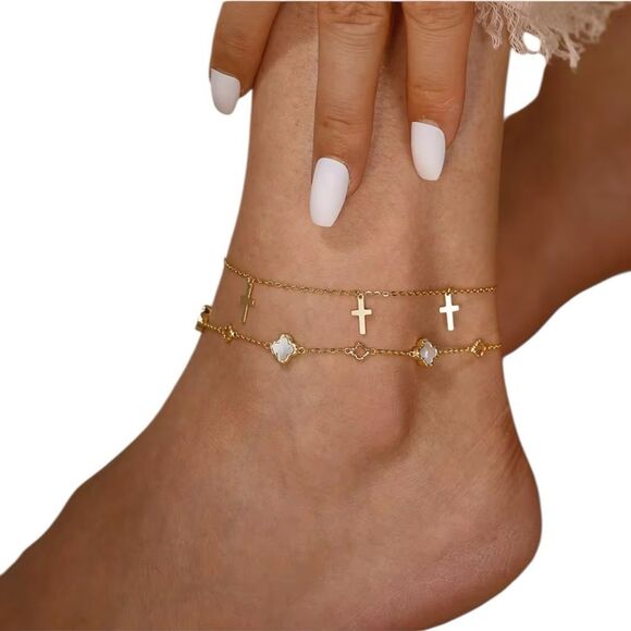 ENA925 14k over Sterling Silver Anklet - Picture 3 of 6